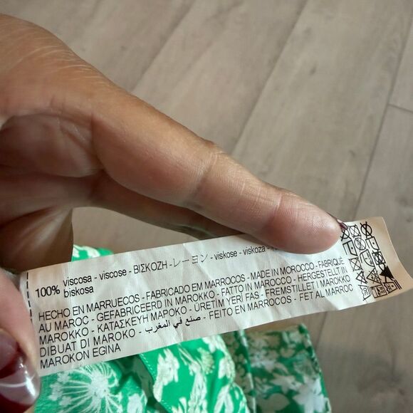 Zara green white floral tie back dress size medium M flowers size m - Picture 7 of 9